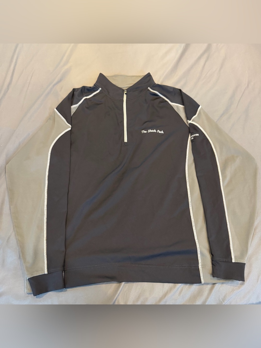 FootJoy Men's L‎ Gray Black Colorblock 1/4 Zip Mock Neck Golf Pullover Top
